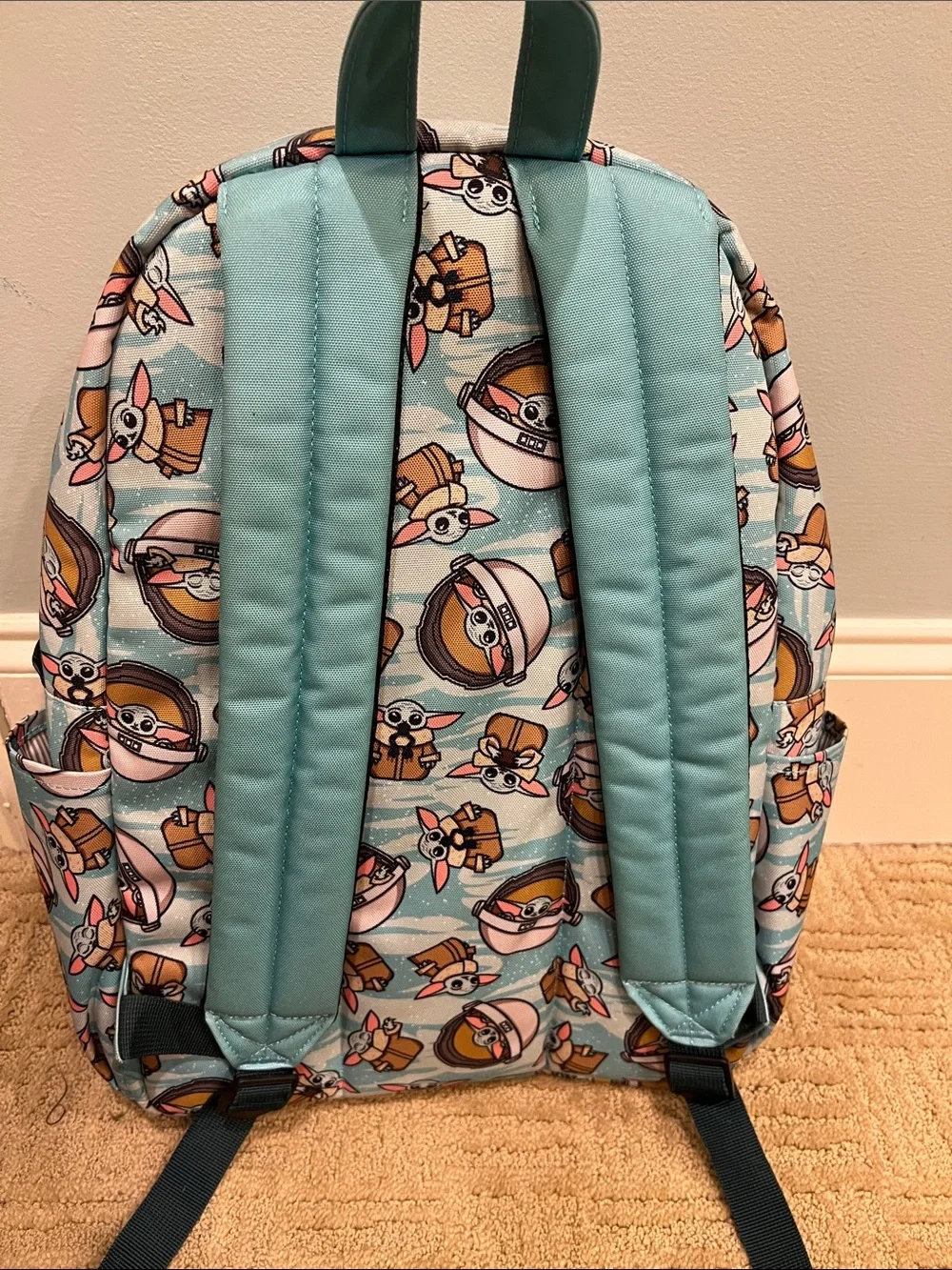 Loungefly Light Blue Grogu Pattern Large Backpack